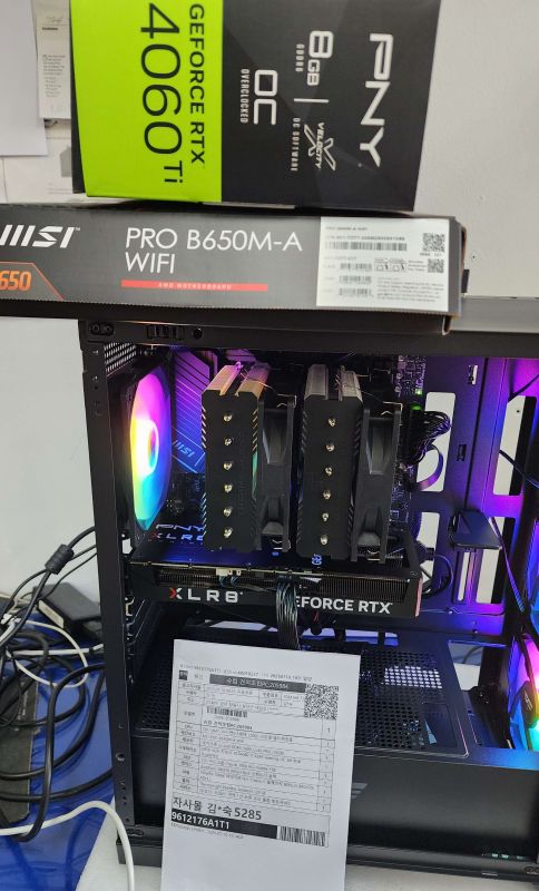사진1 슈컴 견적조립PC (No.55370) : AMD 라이젠5-5세대 7500F 라파엘 멀티팩정품 (쿨러포함), [한성] PNY GeForce RTX 4060 Ti XLR8 Gaming OC D6 8GB Dual
