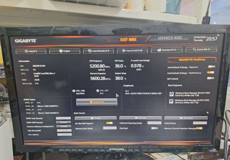 조립PC견적 사진3 인텔 코어 울트라7 시리즈2 265K (애로우레이크) (벌크), GIGABYTE B860M DS3H 제이씨현
