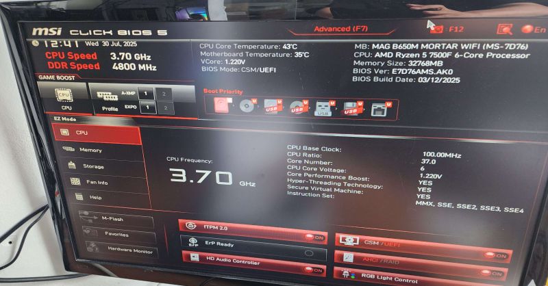 조립PC견적 사진3 AMD 라이젠5-5세대 7500F 라파엘 멀티팩정품 (쿨러포함), MSI 지포스 RTX 5060 벤투스 2X OC D7 8GB