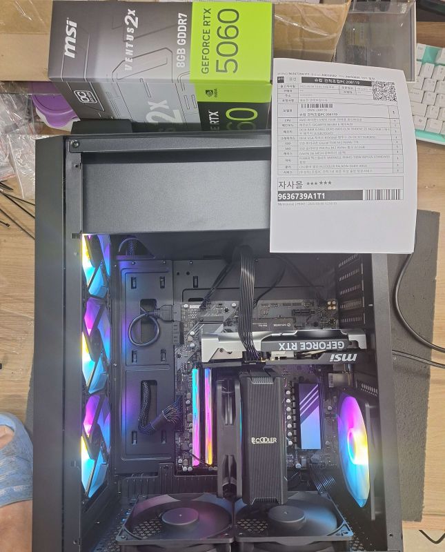 조립PC견적 사진1 AMD 라이젠5-5세대 7500F 라파엘 멀티팩정품 (쿨러포함), MSI 지포스 RTX 5060 벤투스 2X OC D7 8GB