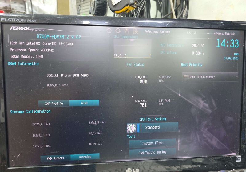 조립PC견적 사진3 인텔 코어i5-12세대 12400F (엘더레이크) (벌크), ASRock B760M-HDV/M.2 D5 디앤디컴 (벌크)