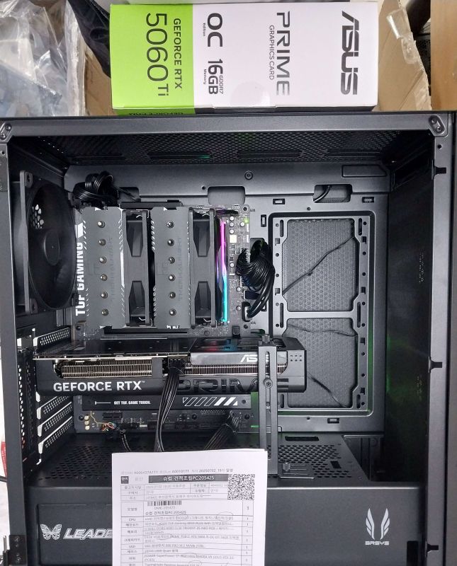 조립PC견적 사진1 AMD 라이젠7-6세대 9800X3D (그래니트 릿지) (멀티팩(정품)), ASUS PRIME 지포스 RTX 5060 TI OC D7 16GB 인텍앤컴퍼니
