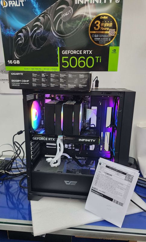 조립PC견적 사진1 AMD 라이젠5-6세대 9600X (그래니트 릿지) (멀티팩(정품)), PALIT 지포스 RTX 5060 Ti Infinity 3 D7 16GB 이엠텍