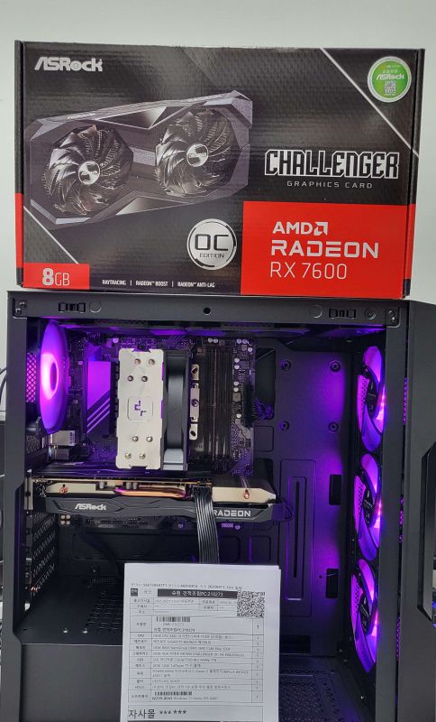 조립PC견적 사진2 AMD 라이젠5-5세대 7500F (라파엘) (벌크), ASRock 라데온 RX 7600 CHALLENGER OC D6 8GB 대원씨티에스