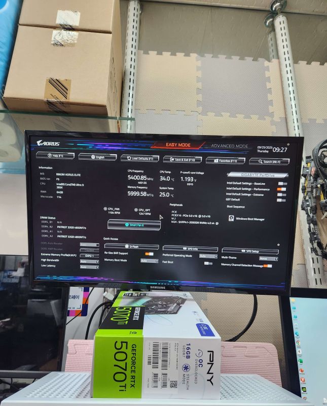 조립PC견적 사진1 인텔 코어 울트라9 시리즈2 285K (애로우레이크) (벌크), [한성] PNY GeForce RTX 5070 Ti OC D7 16GB Triple Fan