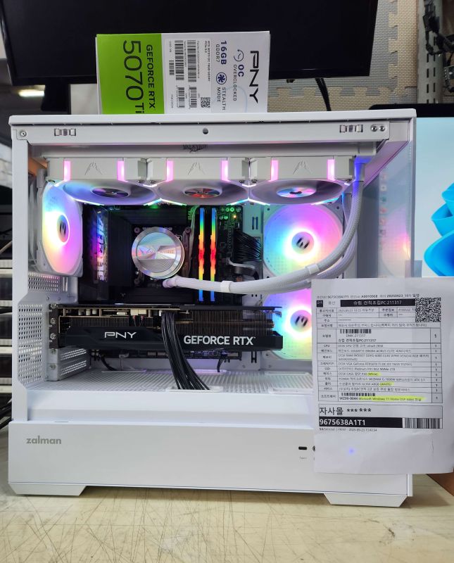 조립PC견적 사진2 인텔 코어 울트라9 시리즈2 285K (애로우레이크) (벌크), [한성] PNY GeForce RTX 5070 Ti OC D7 16GB Triple Fan