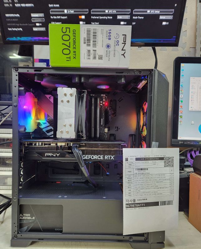 조립PC견적 사진1 AMD 라이젠7-6세대 9700X (그래니트 릿지) (멀티팩(정품)), [한성] PNY GeForce RTX 5070 Ti OC D7 16GB Triple Fan