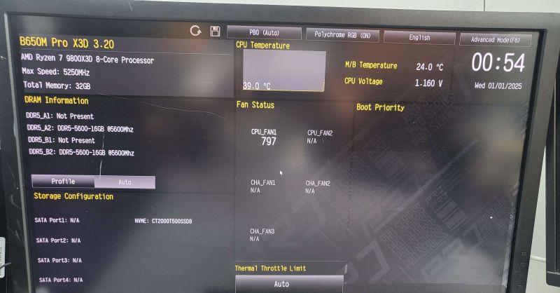 조립PC견적 사진3 AMD 라이젠7-6세대 9800X3D (그래니트 릿지) (멀티팩(정품)), ASRock B650M Pro X3D 에즈윈