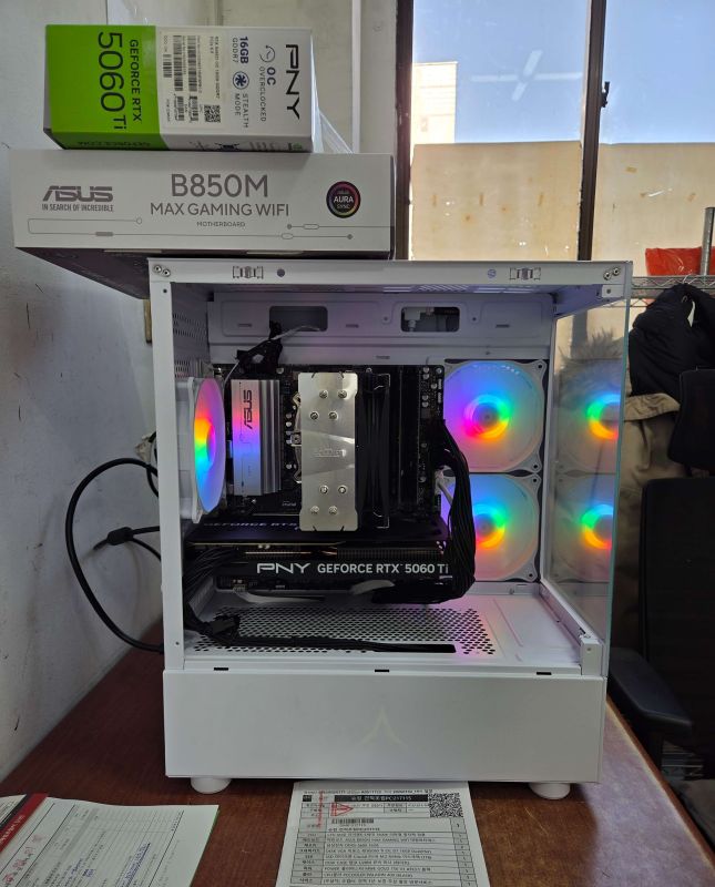 조립PC견적 사진1 AMD 라이젠5-5세대 7600X 라파엘 멀티팩 정품, PNY 지포스 RTX5060 Ti OC D7 16GB Dual Fan