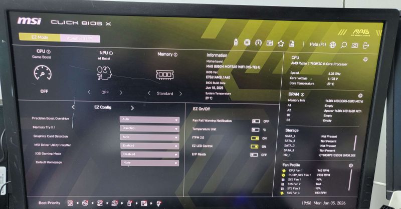 조립PC견적 사진3 AMD 라이젠7-5세대 7800X3D 라파엘 멀티팩정품 , MSI MAG B850M 박격포 WIFI