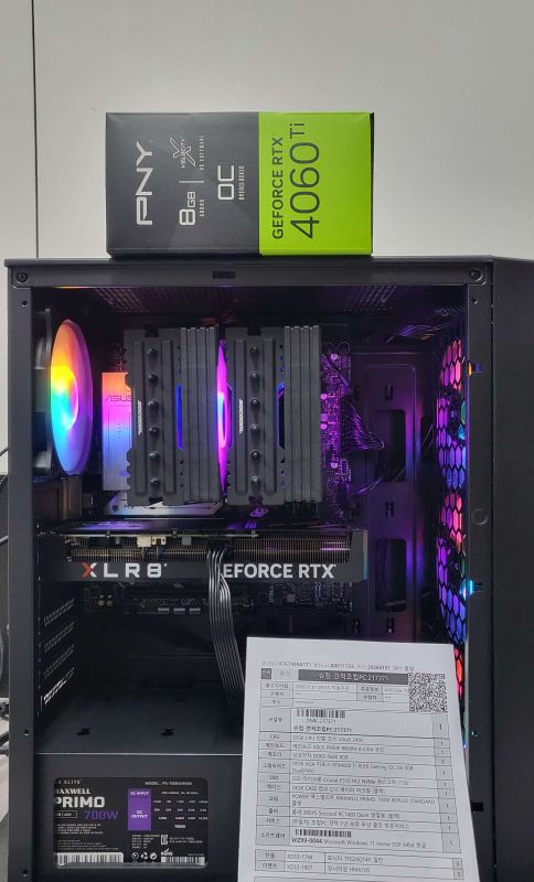 조립PC견적 사진2 인텔 코어 울트라5 시리즈2 245K (애로우레이크) (벌크), [한성] PNY GeForce RTX 4060 Ti XLR8 Gaming OC D6 8GB Dual