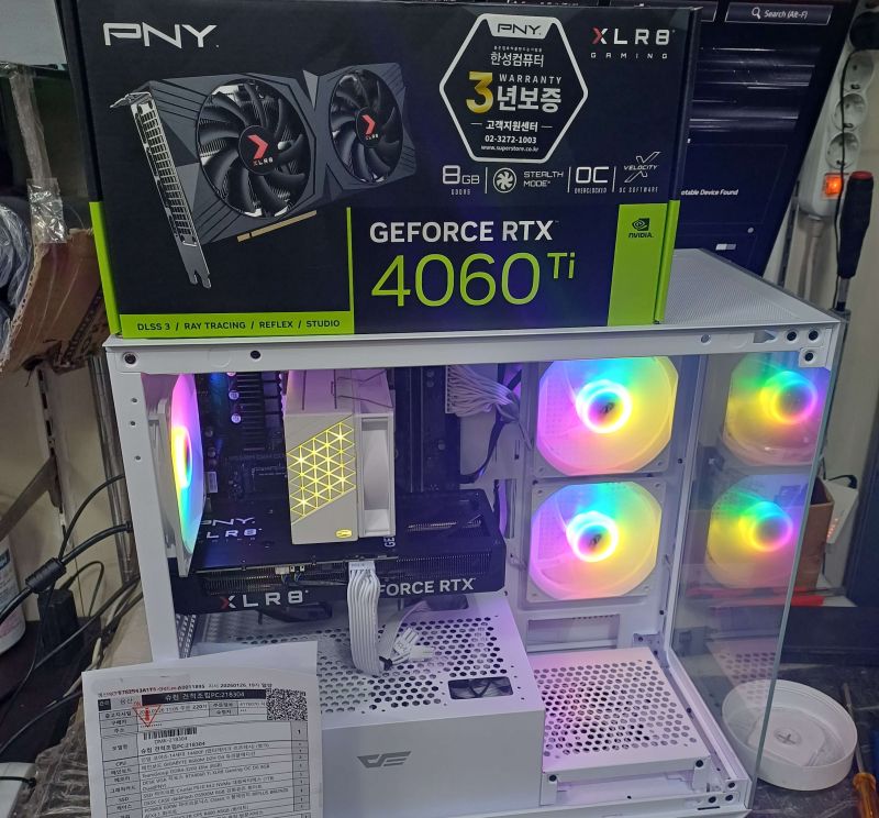 조립PC견적 사진1 인텔 코어i5-14세대 14400F (랩터레이크 리프레시) (벌크), [한성] PNY GeForce RTX 4060 Ti XLR8 Gaming OC D6 8GB Dual