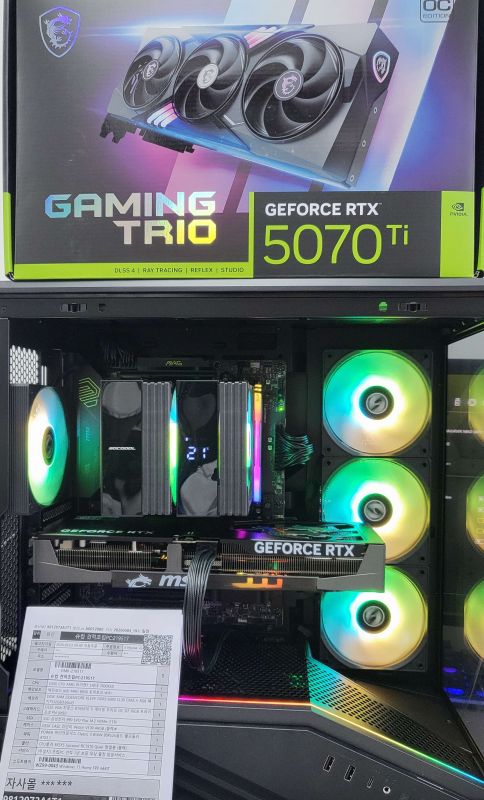 조립PC견적 사진2 AMD 라이젠7-5세대 7800X3D 라파엘 멀티팩정품 , MSI 지포스 RTX 5070 Ti 게이밍 트리오 OC D7 16GB 트라이프로져4