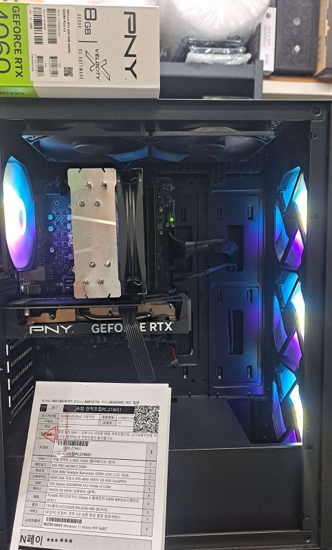 조립PC견적 사진2 인텔 코어i5-12세대 12400 (엘더레이크) (벌크), [한성] PNY GeForce RTX 4060 VERTO D6 8GB Dual