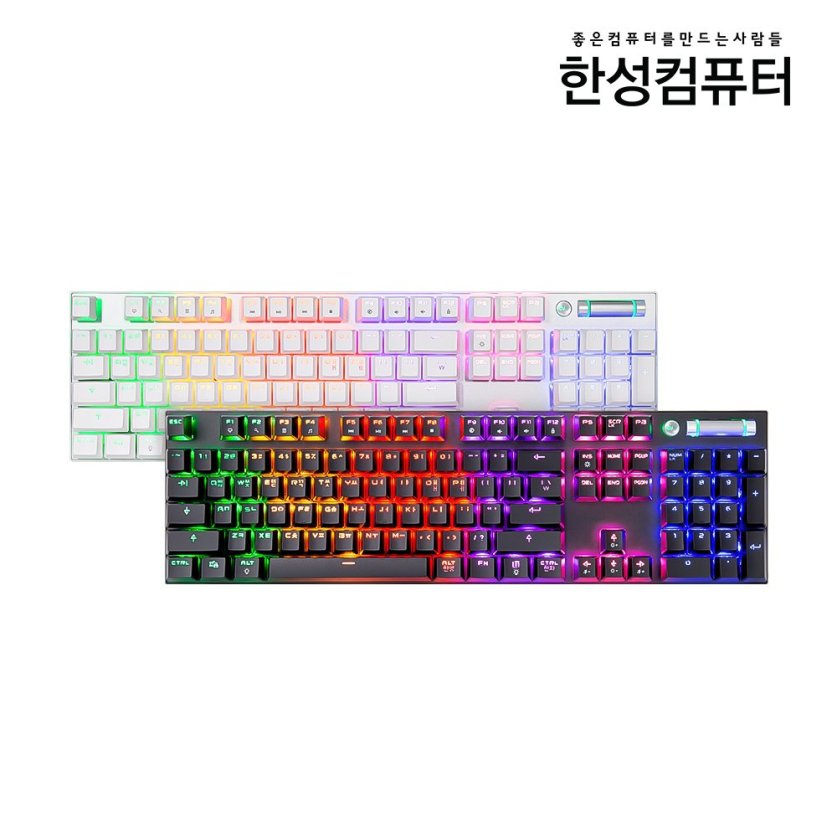 [리퍼]GK300 RAINBOW 슬림 LP 게이밍 기계식키보드 화이트 적축