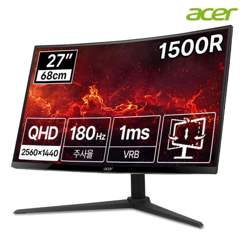 [한성] 에이서 니트로 XZ270U S3 1500R QHD 180Hz 68cm 커브드 게이밍 모니터 (무결점)