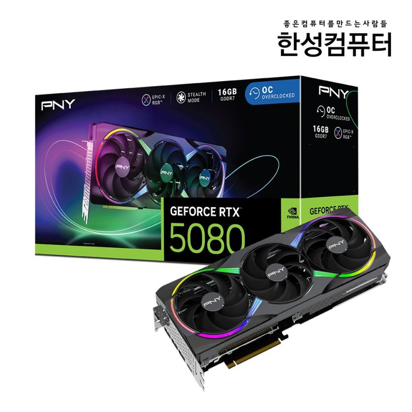 [한성] PNY GeForce RTX 5080 ARGB EPIC-X RGB OC D7 16GB Triple Fan
